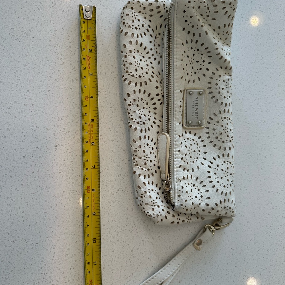 White Perforated Clutch Bag Nine West